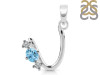Blue Topaz & White Topaz Alphabet U Pendant BTZ-RDA-73.