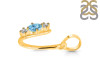 Blue Topaz & White Topaz Alphabet U Pendant BTZ-RDA-73.