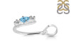 Blue Topaz & White Topaz Alphabet U Pendant BTZ-RDA-73.