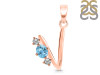 Blue Topaz & White Topaz Alphabet V Pendant BTZ-RDA-74.