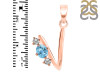Blue Topaz & White Topaz Alphabet V Pendant BTZ-RDA-74.