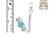 Blue Topaz & White Topaz Alphabet V Pendant BTZ-RDA-74.