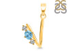 Blue Topaz & White Topaz Alphabet V Pendant BTZ-RDA-74.