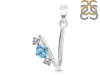 Blue Topaz & White Topaz Alphabet V Pendant BTZ-RDA-74.
