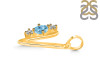 Blue Topaz & White Topaz Alphabet V Pendant BTZ-RDA-74.
