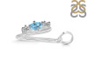 Blue Topaz & White Topaz Alphabet V Pendant BTZ-RDA-74.