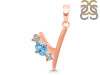Blue Topaz & White Topaz Alphabet Y Pendant BTZ-RDA-77.