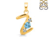 Blue Topaz & White Topaz Alphabet Z Pendant BTZ-RDA-78.