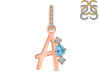 Blue Topaz & White Topaz Alphabet A Pendant BTZ-RDA-79.