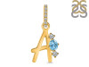 Blue Topaz & White Topaz Alphabet A Pendant BTZ-RDA-79.