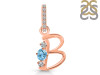 Blue Topaz & White Topaz Alphabet B Pendant BTZ-RDA-80.