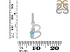 Blue Topaz & White Topaz Alphabet B Pendant BTZ-RDA-80.
