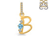Blue Topaz & White Topaz Alphabet B Pendant BTZ-RDA-80.