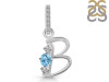 Blue Topaz & White Topaz Alphabet B Pendant BTZ-RDA-80.