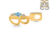 Blue Topaz & White Topaz Alphabet B Pendant BTZ-RDA-80.
