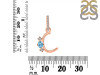 Blue Topaz & White Topaz Alphabet C Pendant BTZ-RDA-81.