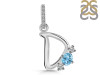 Blue Topaz & White Topaz Alphabet D Pendant BTZ-RDA-82.