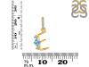 Blue Topaz & White Topaz Alphabet E Pendant BTZ-RDA-83.