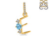 Blue Topaz & White Topaz Alphabet E Pendant BTZ-RDA-83.