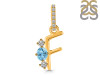 Blue Topaz & White Topaz Alphabet F Pendant BTZ-RDA-84.