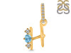 Blue Topaz & White Topaz Alphabet H Pendant BTZ-RDA-86.