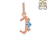 Blue Topaz & White Topaz Alphabet J Pendant BTZ-RDA-88.