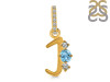 Blue Topaz & White Topaz Alphabet J Pendant BTZ-RDA-88.
