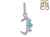 Blue Topaz & White Topaz Alphabet J Pendant BTZ-RDA-88.