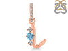 Blue Topaz & White Topaz Alphabet L Pendant BTZ-RDA-90.