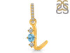 Blue Topaz & White Topaz Alphabet L Pendant BTZ-RDA-90.