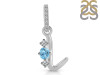 Blue Topaz & White Topaz Alphabet L Pendant BTZ-RDA-90.
