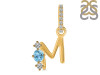 Blue Topaz & White Topaz Alphabet M Pendant BTZ-RDA-91.