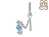 Blue Topaz & White Topaz Alphabet M Pendant BTZ-RDA-91.