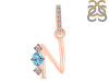 Blue Topaz & White Topaz Alphabet N Pendant BTZ-RDA-92.