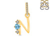 Blue Topaz & White Topaz Alphabet N Pendant BTZ-RDA-92.