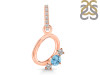 Blue Topaz & White Topaz Alphabet O Pendant BTZ-RDA-93.