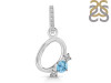 Blue Topaz & White Topaz Alphabet O Pendant BTZ-RDA-93.