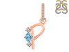 Blue Topaz & White Topaz Alphabet P Pendant BTZ-RDA-94.