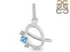 Blue Topaz & White Topaz Alphabet Q Pendant BTZ-RDA-95.