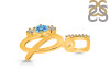 Blue Topaz & White Topaz Alphabet Q Pendant BTZ-RDA-95.