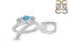 Blue Topaz & White Topaz Alphabet Q Pendant BTZ-RDA-95.