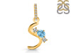 Blue Topaz & White Topaz Alphabet S Pendant BTZ-RDA-97.