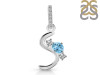 Blue Topaz & White Topaz Alphabet S Pendant BTZ-RDA-97.