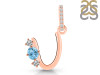 Blue Topaz & White Topaz Alphabet U Pendant BTZ-RDA-99.