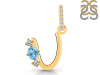 Blue Topaz & White Topaz Alphabet U Pendant BTZ-RDA-99.