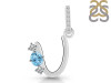 Blue Topaz & White Topaz Alphabet U Pendant BTZ-RDA-99.