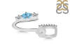 Blue Topaz & White Topaz Alphabet U Pendant BTZ-RDA-99.