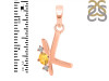 Citrine & White Topaz Alphabet K Pendant CIT-RDA-11.