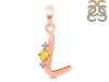 Citrine & White Topaz Alphabet L Pendant CIT-RDA-12.