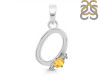 Citrine & White Topaz Alphabet O Pendant CIT-RDA-15.